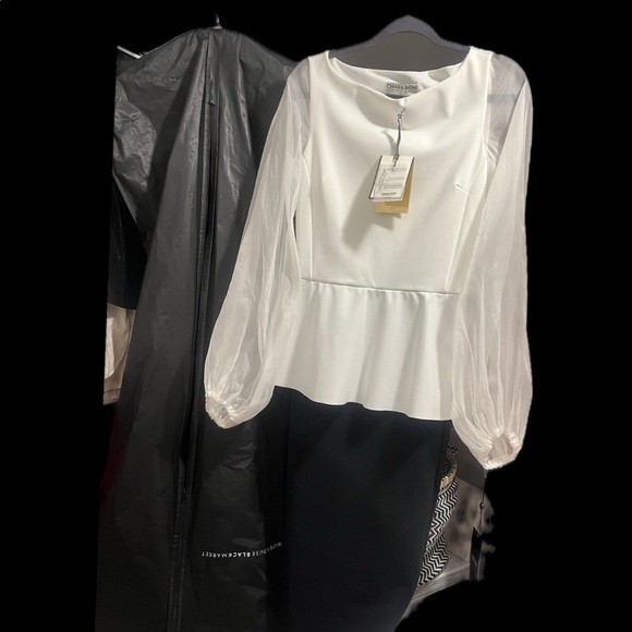 NWT Chiara Boni White & Black Peplum Dress 8